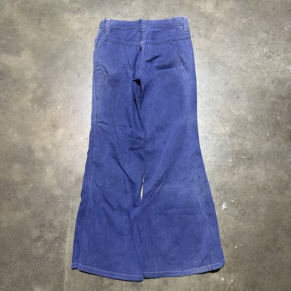 Vintage 60s 70s Blue Dark Wash Bell Bottom Jeans 26x27 - Picture 2 of 4